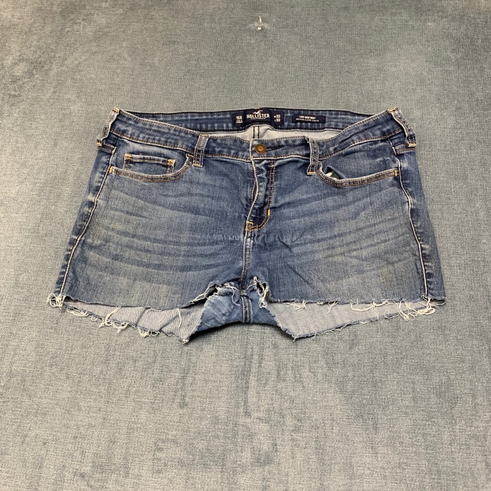 Hollister Cut-Off Shorts Womens 15R Blue Denim Stretch Classic Low Rise Bootcut